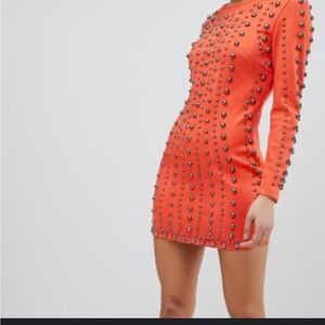 ASOS Studded Orange Mini Dress